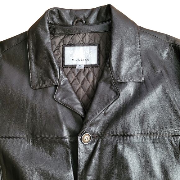 Vintage 90s Y2K Wilsons Leather M Julian Men’s Brown Leather Blazer Jacket XL - Picture 3 of 10